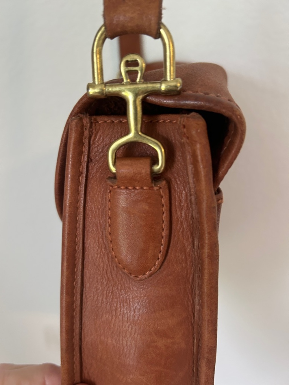 Vintage Etienne Aigner Cognac Leather Crossbody Bag Horsebit Mini Saddle Purse - Picture 5 of 6